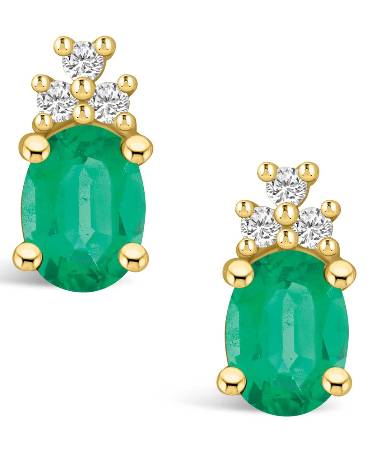 Macy's Emerald (2-3/8 Ct. t.w.) and Diamond (1/5 Ct. t.w.) Stud Earrings