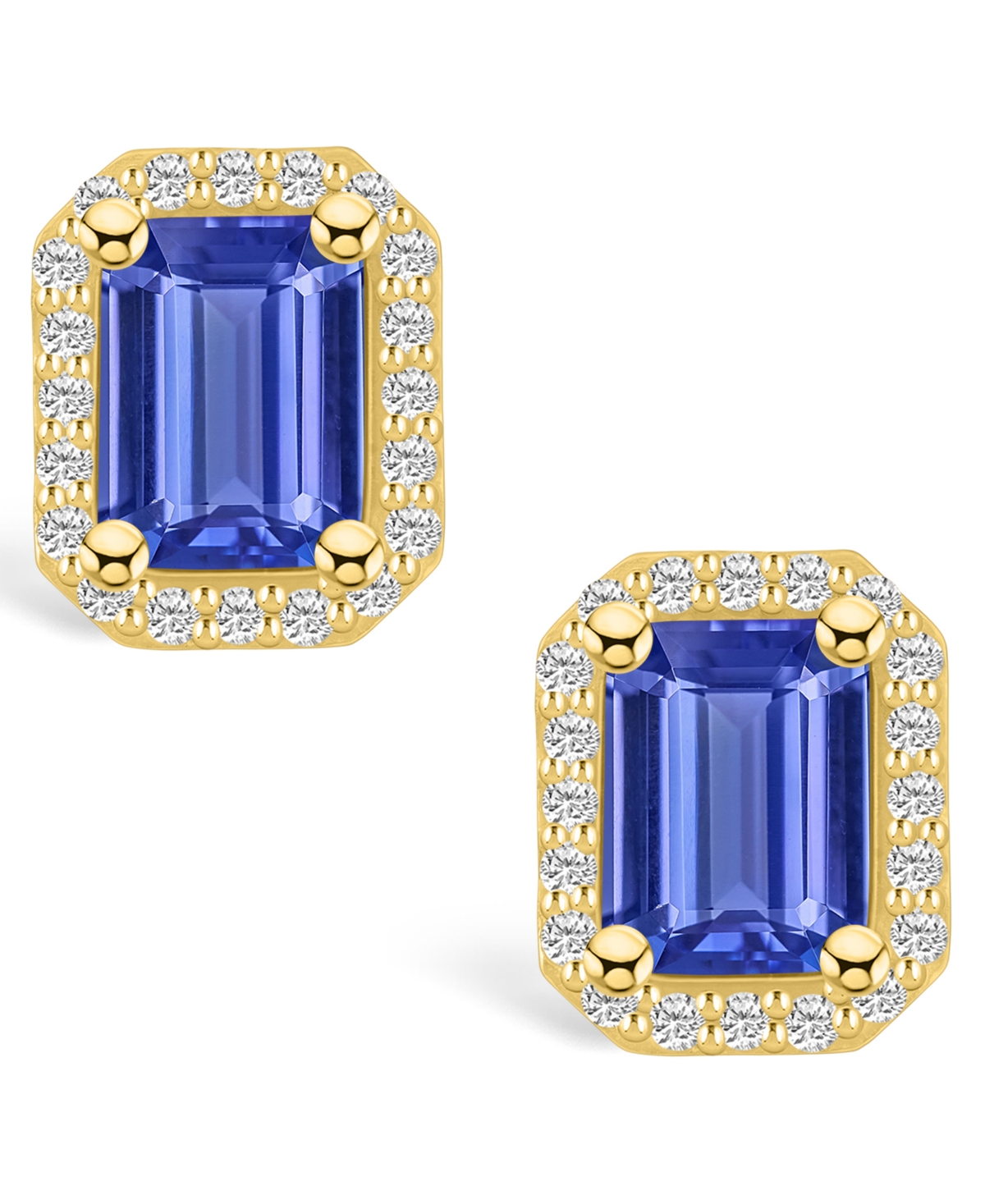 Macy's Tanzanite (3-1/5 Ct. t.w.) and Diamond (3/8 Ct. t.w.) Halo Stud Earrings