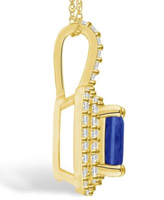 Tanzanite (1-5/8 Ct. t.w.) and Diamond (1/2 Ct. t.w.) Halo Pendant Necklace