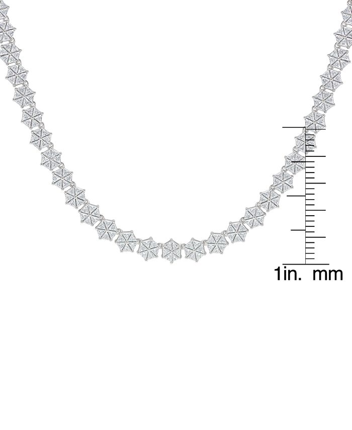Macy's Fine Silver Plated Cubic Zirconia Hexagon Necklace - Macy's