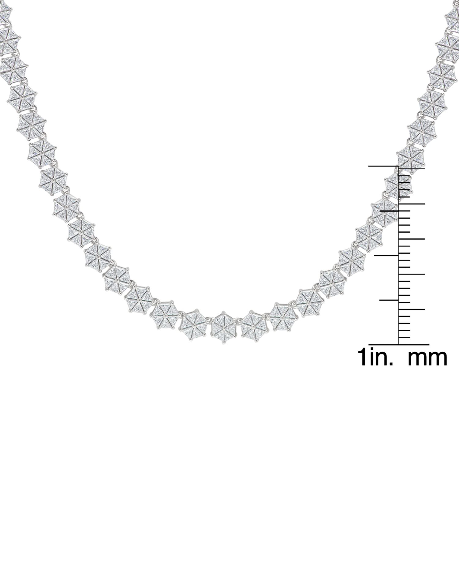 Fine Silver Plated Cubic Zirconia Hexagon Necklace
