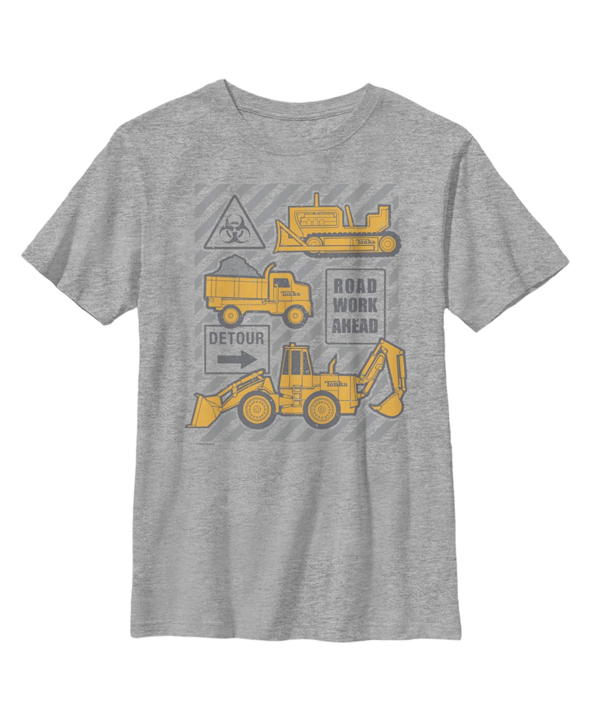 Hasbro Kids' Boy's Tonka Hazard, Detour, Construction Truck Work Ahead Child T-shirt In Athletic Heather