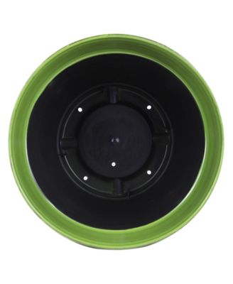 Glazed Brushed Happy Large Plastic Planter Dark Green 15 Inch