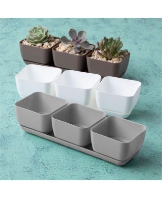 10013 Herb & Succulent Trio Planter/Flower Pot, Taupe, 12"