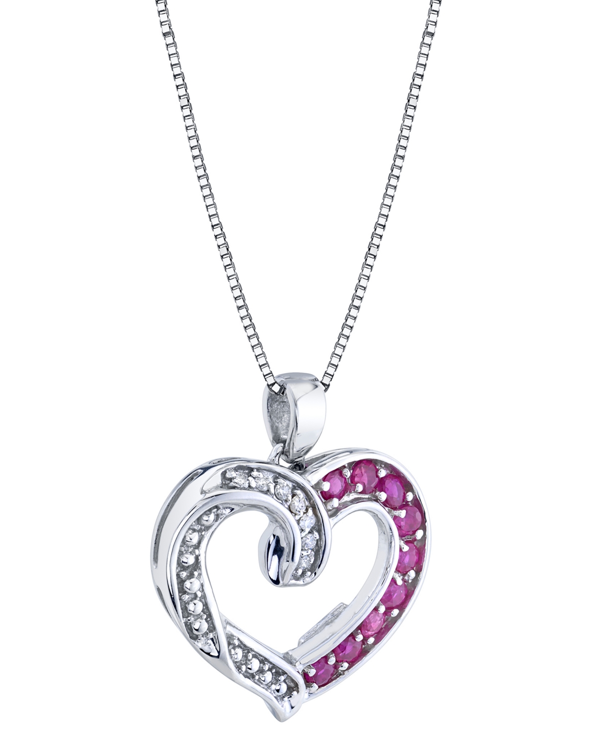 Ruby (3/4 ct. t.w.) & Diamond (1/20 ct. t.w.) Open Heart 18