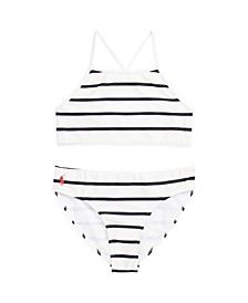 Big Girls Striped Stretch Swimsuit, 2 Piece