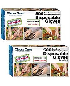 1000-Count Disposable Food-Safe Poly Gloves 2 Boxes