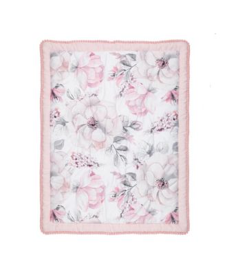 Lambs & Ivy Signature Botanical Baby Pink Floral Nursery Lamp With Shade Bulb Kbcy1042