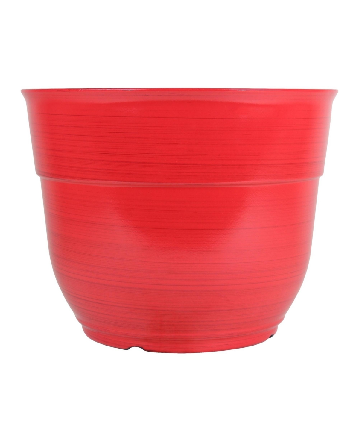 Glazed Brushed Happy Large Plastic Planter Bright Red 15 Inch - Red