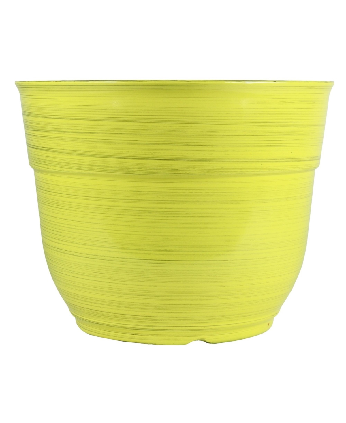 Glazed Brushed Happy Large Plastic Planter Bright Yellow 15 Inches - Yellow