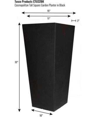Cosmopolitan Tall Square Plastic Planter Black - 32in