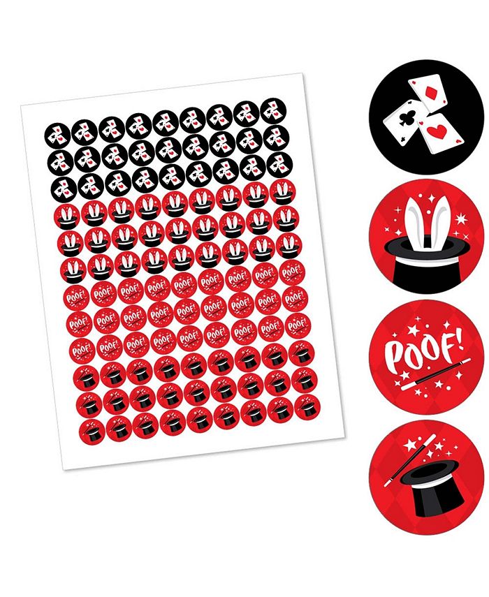 Big Dot Of Happiness Magic Show Circle Stickers - 24 Count Magical Birthday Party Labels