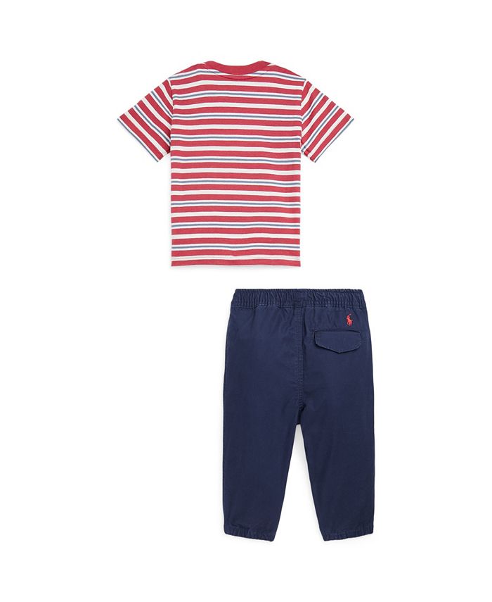 Polo Ralph Lauren Baby Boys Striped Tshirt and Poplin Pant, 2 Piece Set Macy's