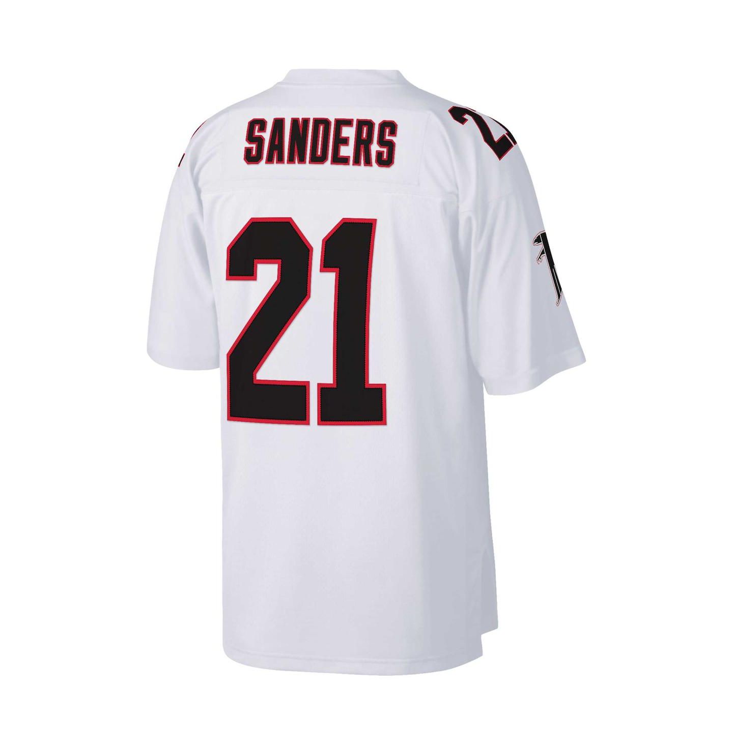 Мужской топ Mitchell & Ness Deion Sanders White Atlanta Falcons Big and Tall 1992 Retired Player Replica Jersey — фото 2