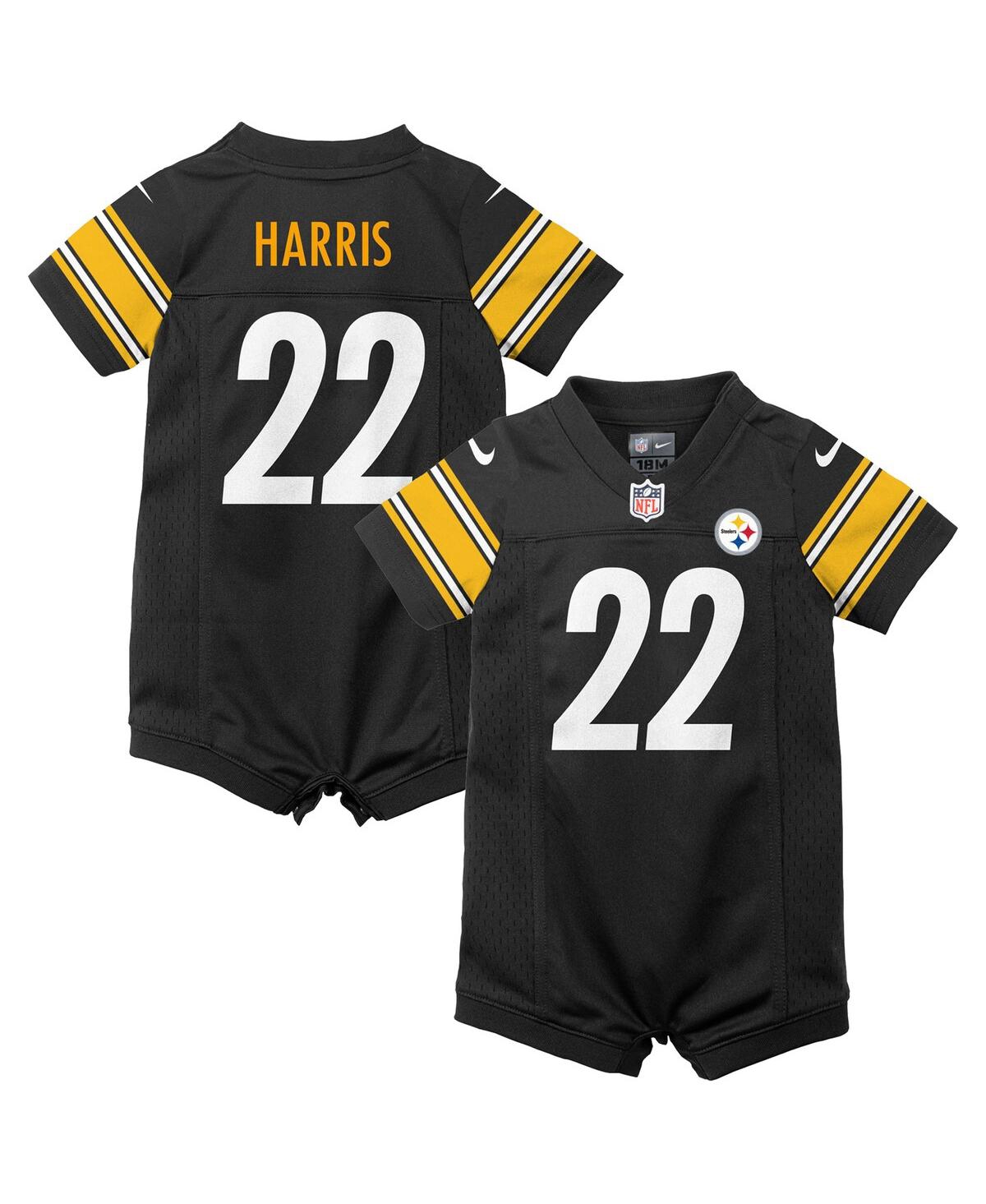Boys and Girls Newborn and Infant Nike Najee HarrisPittsburgh Steelers Game Romper Jersey - Black