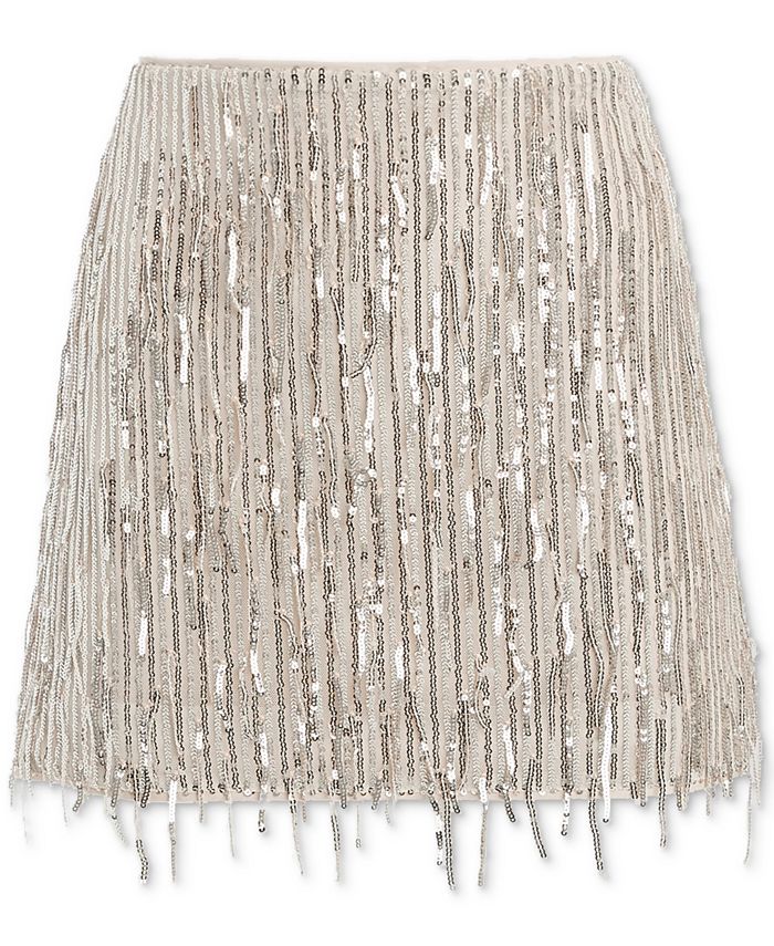 GUESS Women's Mia Fringed Sequined Mini Skirt - Macy's