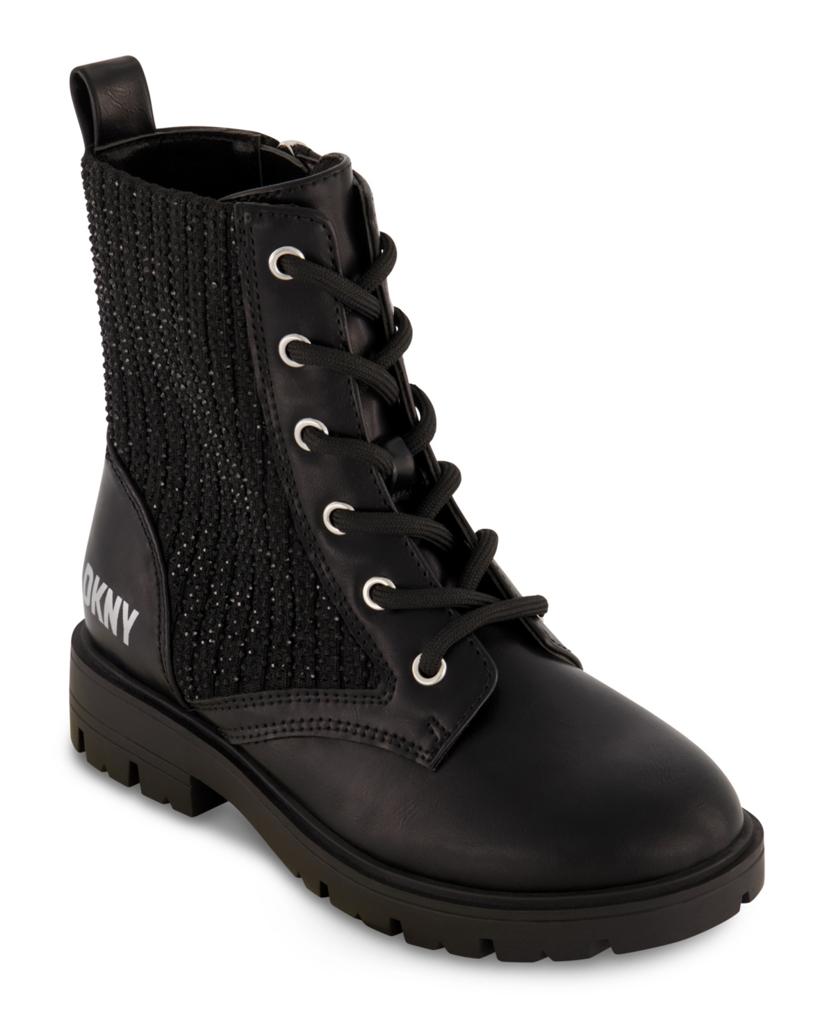 Shop Dkny Little Girls Stassi Menia Moto Side Zipper Boot In Black