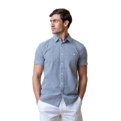 Men's Hope and Henry Organic Seersucker Short Sleeve Button Down Shirt