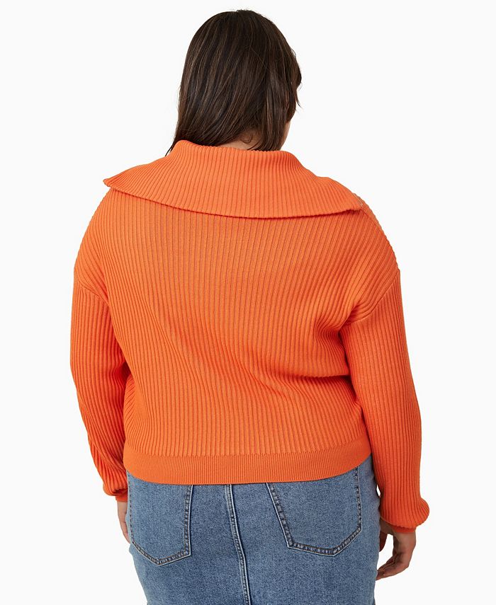 COTTON ON Trendy Plus Size Crop Rib Zip Collar Sweater & Reviews