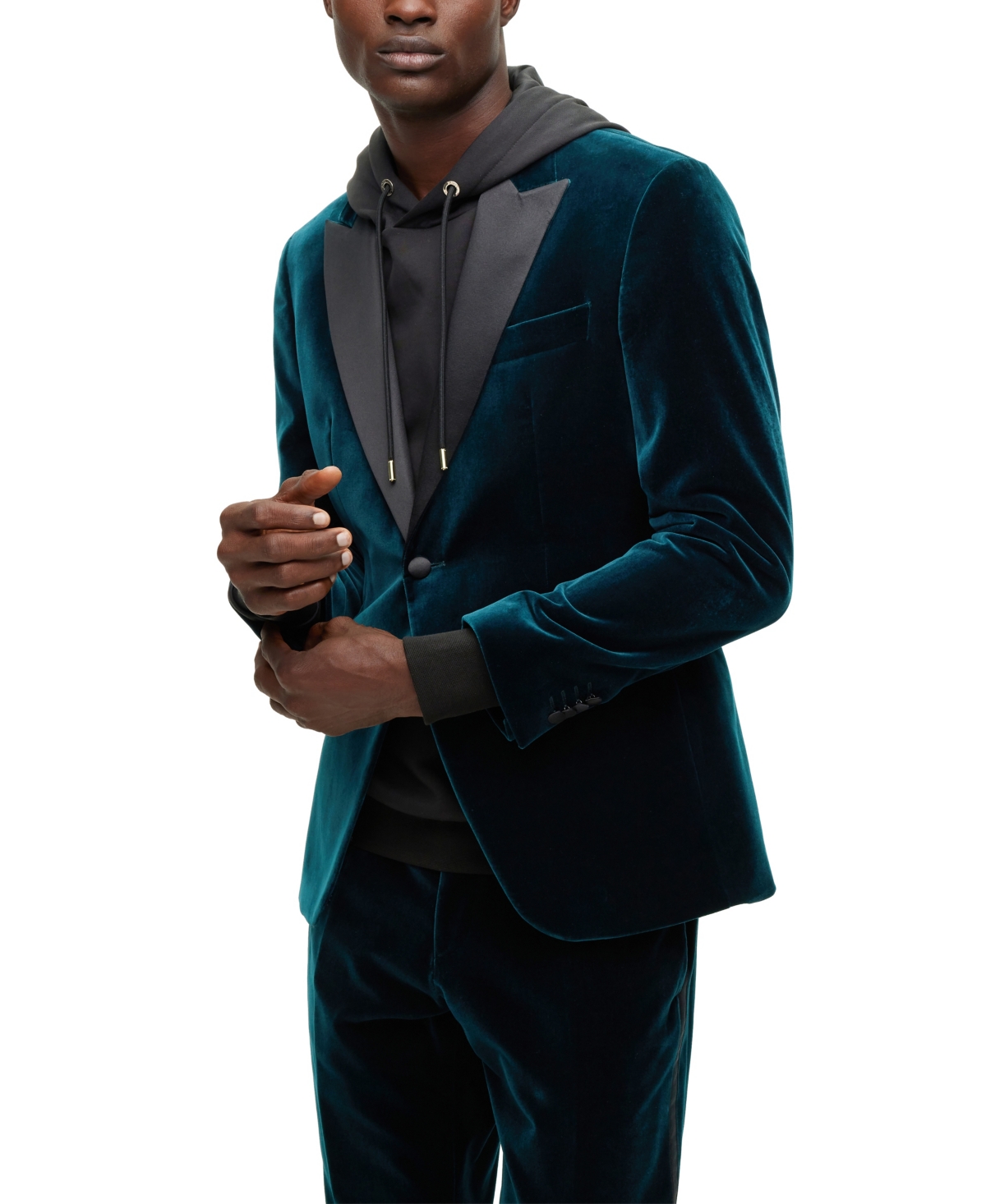 HUGO BOSS BOSS BY HUGO BOSS MEN'S PURE-COTTON VELVET SLIM-FIT TUXEDO JACKET