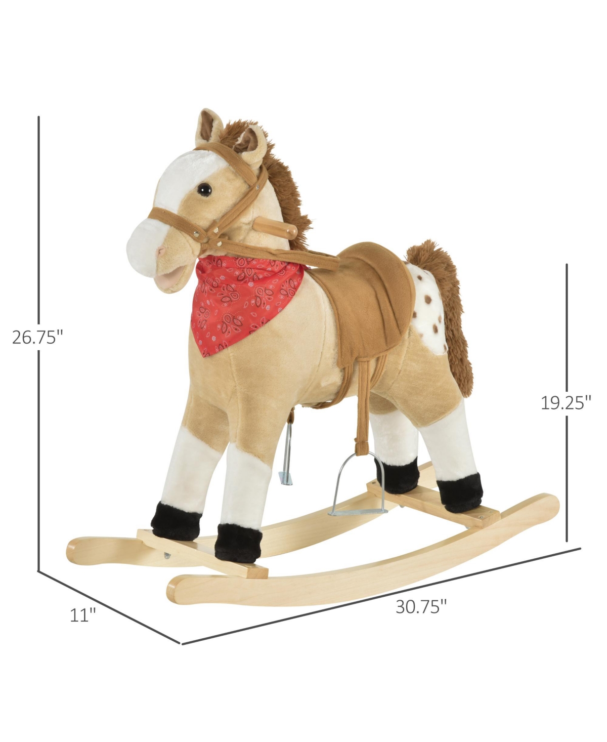 Qaba Indoor Rocker Animal Horse Kids Chair Toy for 3-6 Years, Brown -Khak