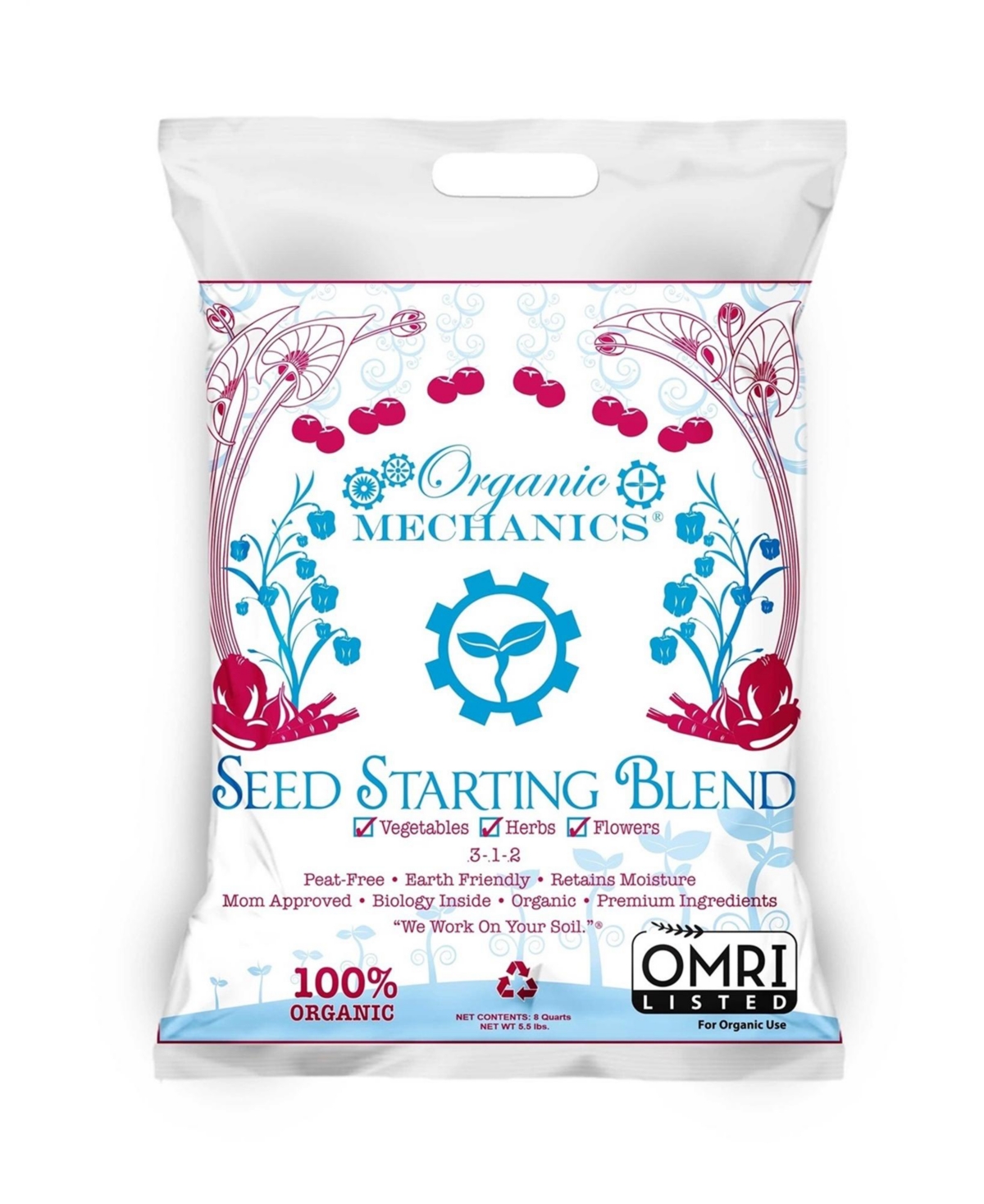 Organic Mechanics, Seed Starter- 8 quart bag - White