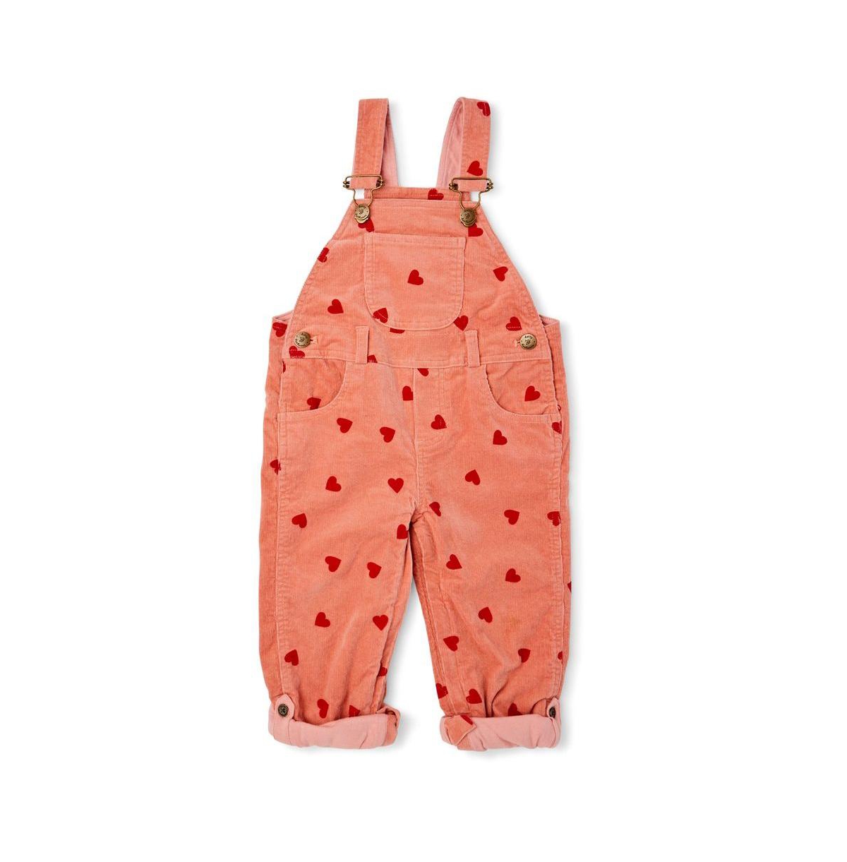 Dotty Dungarees Child Girl And Child Boy Heart Print Corduroy Overalls