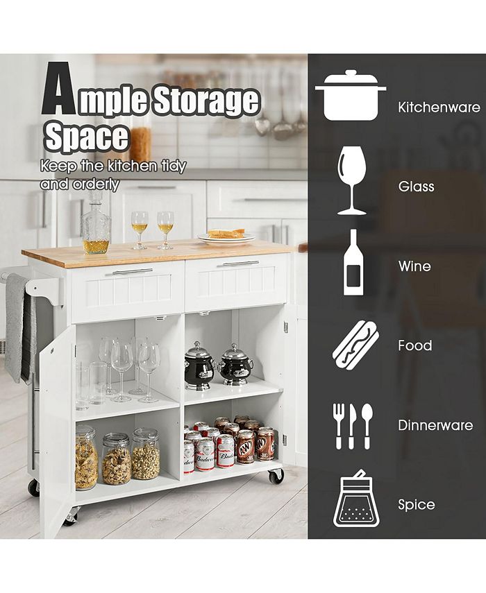 Costway Rolling Kitchen Cart Island Heavy Duty Storage Trolley Macy's