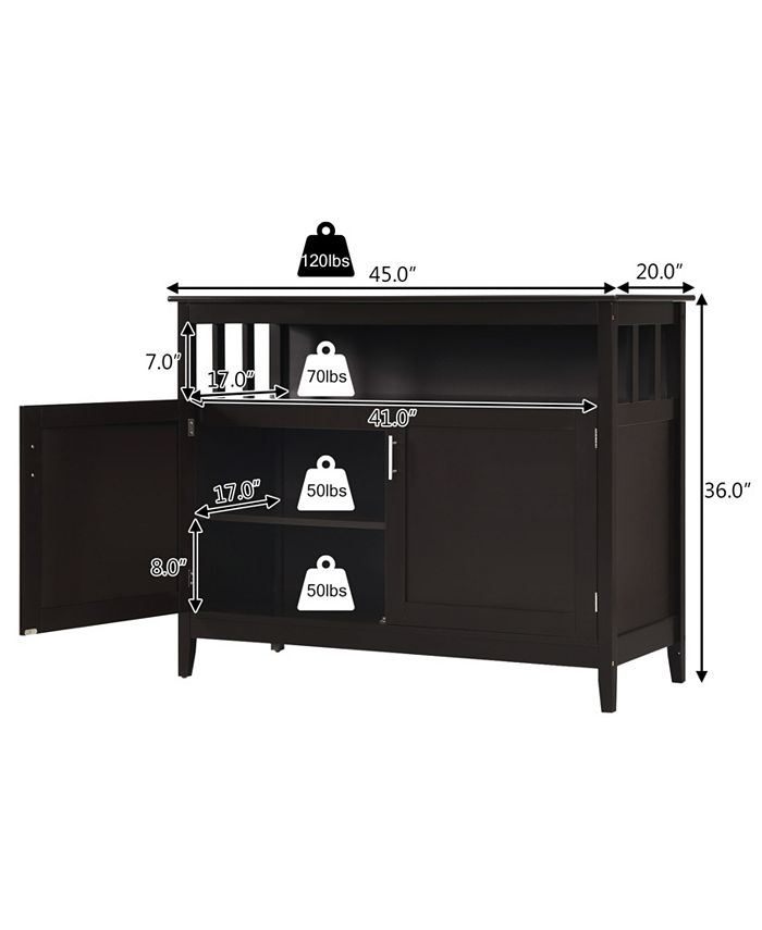 Costway Modern Kitchen Storage 36" Height Buffet Server Table