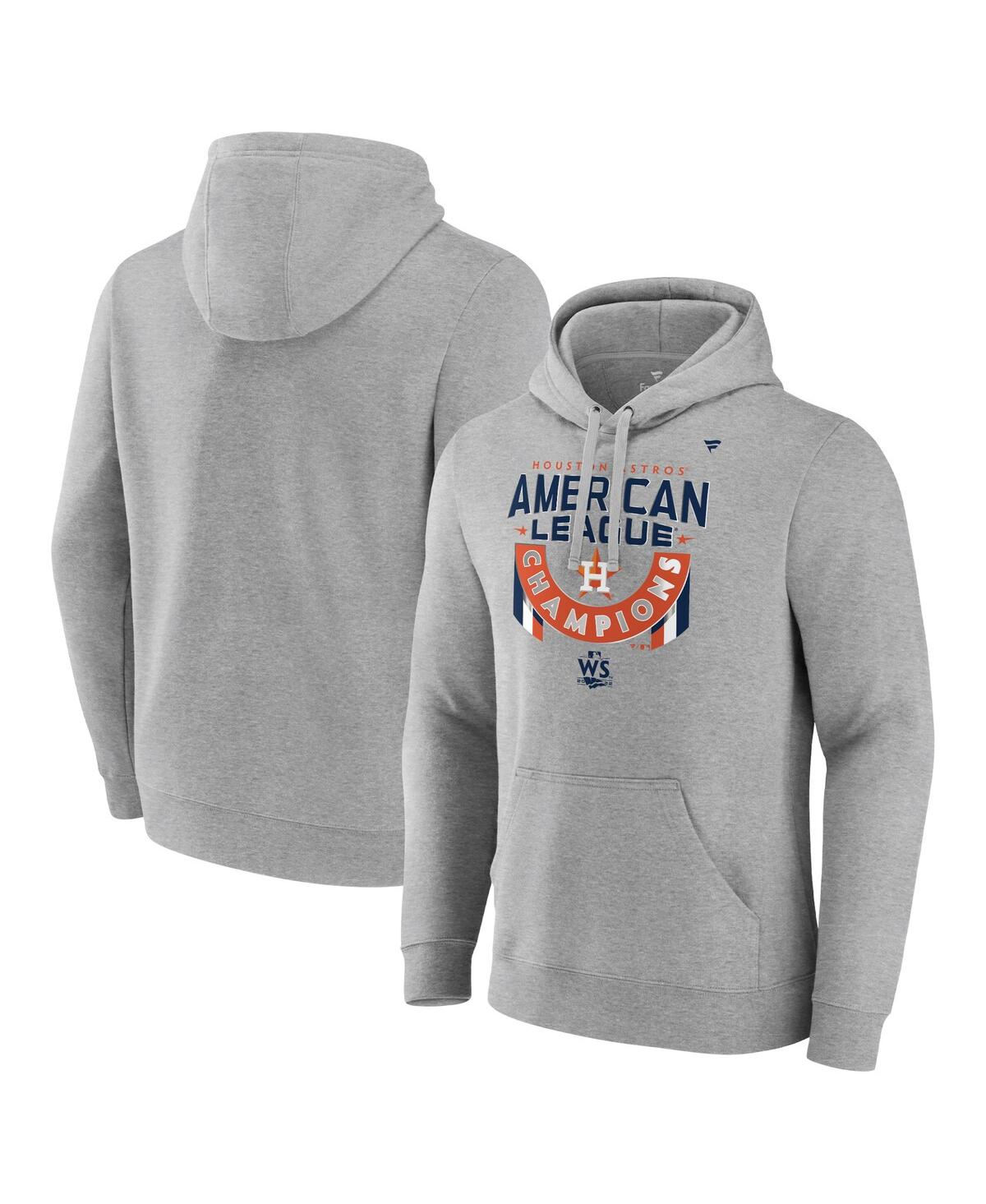 Shop Fanatics Men's  Heather Gray Houston Astros 2022 American League Champions Locker Room Pullover Hoodi