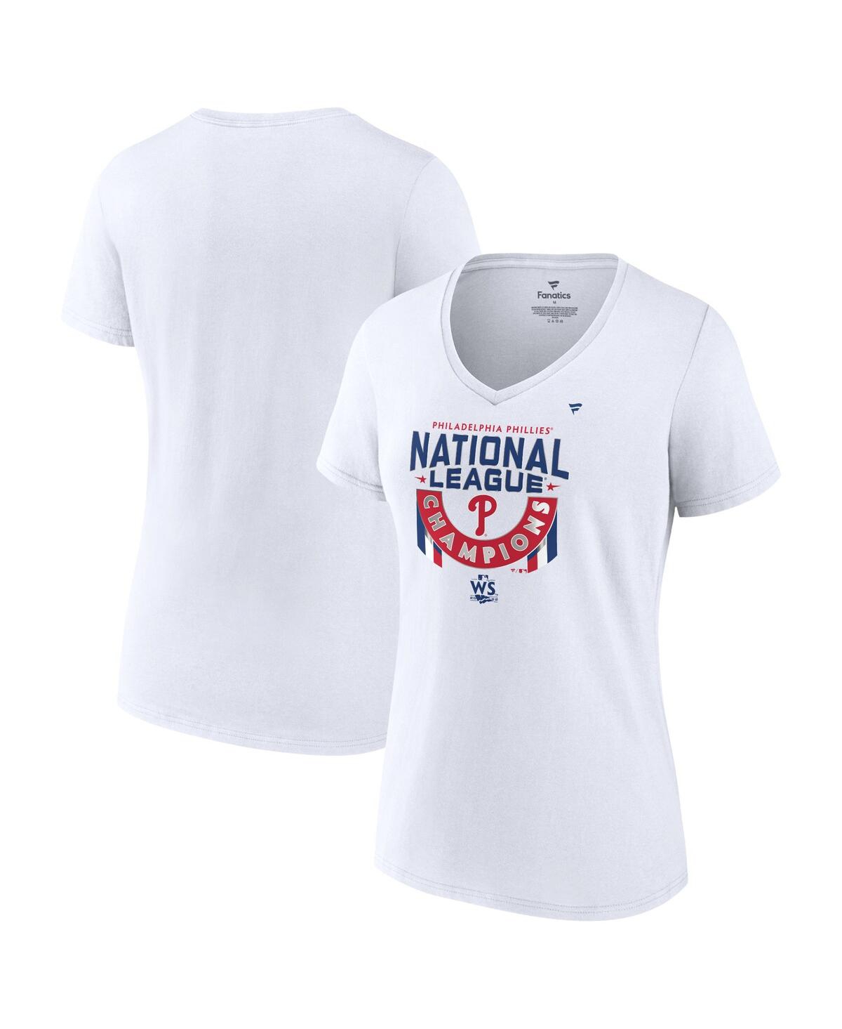 Women's FanaticsPhiladelphia Phillies 2022 National League Champions Locker Room Plus Size V-Neck T-shirt - White