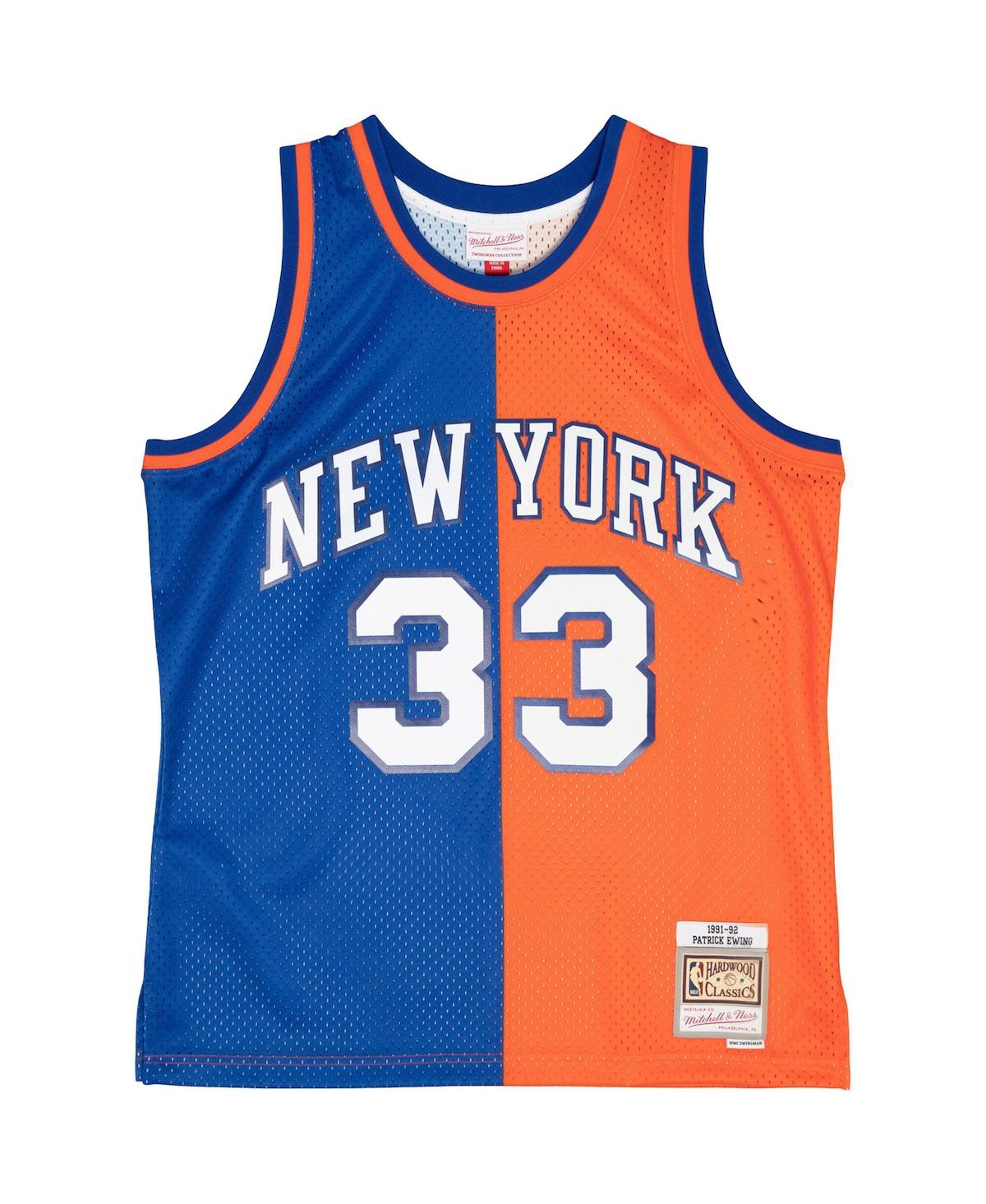 Men's Mitchell & Ness Patrick Ewing Orange New York Knicks Big and Tall Hardwood Classics 1991-92 Split Swingman Jersey - Orange