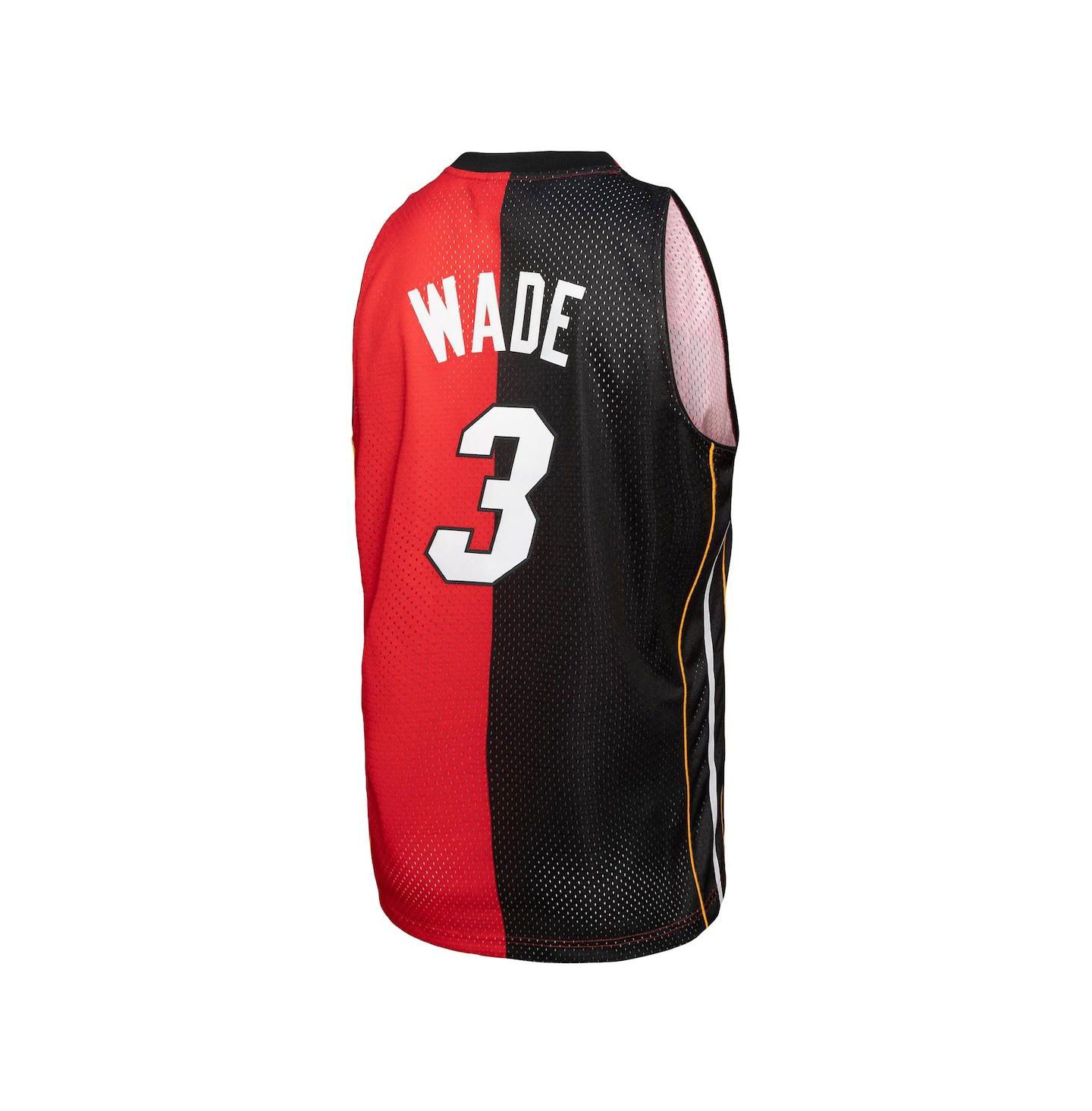 Мужской топ Mitchell & Ness Dwyane Wade Black, Red Miami Heat Big and Tall Hardwood Classics 2005-06 Split Swingman Jersey — фото 2