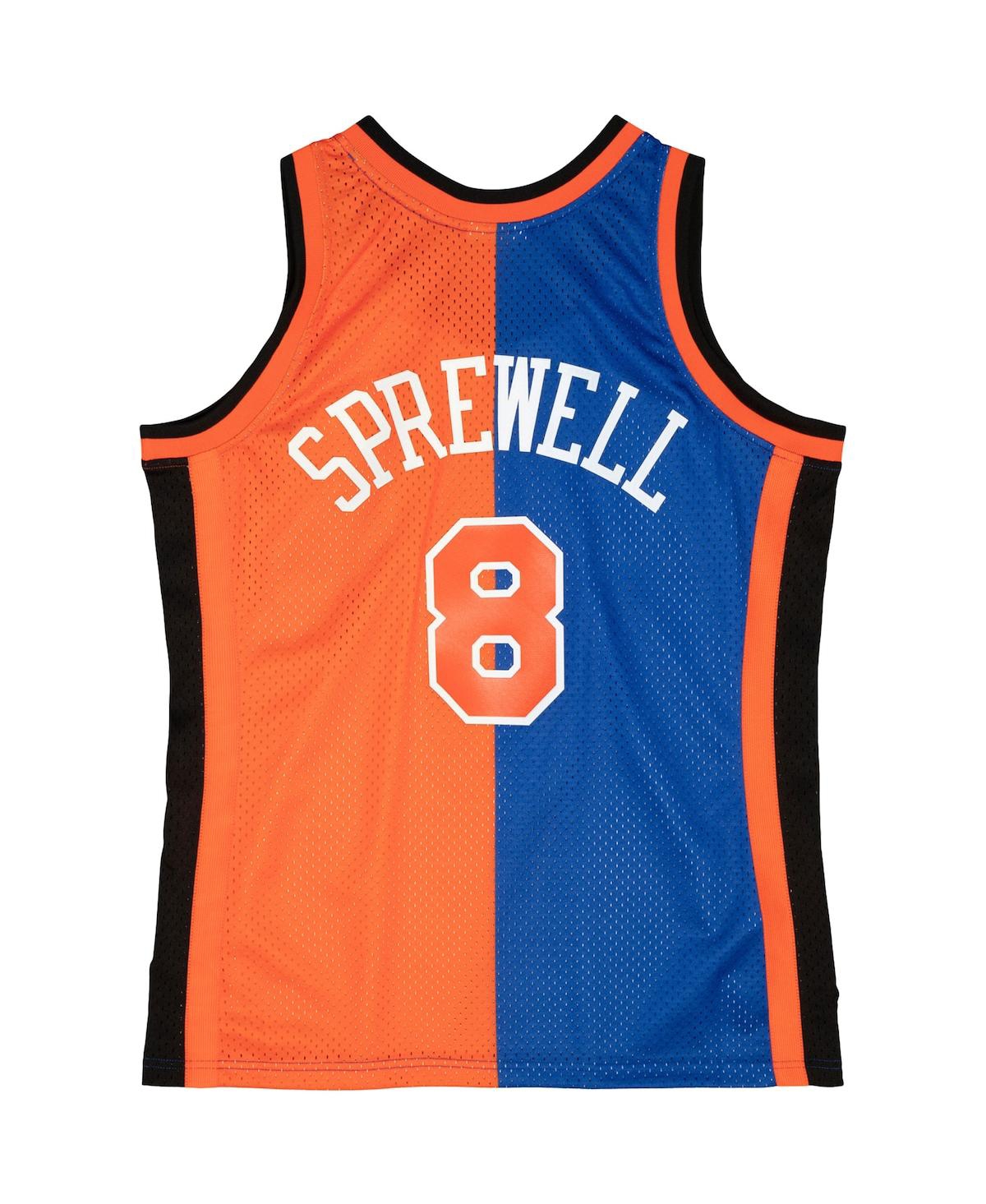 Men's Mitchell & Ness Latrell Sprewell Orange New York Knicks Hardwood Classics 1998-99 Split Swingman Jersey - Orange