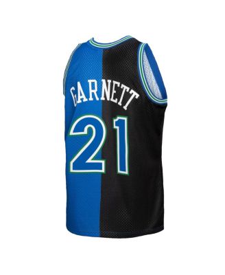 Men's Kevin Garnett Black, Blue Minnesota Timberwolves Hardwood Classics 1995-96 Split Swingman Jersey