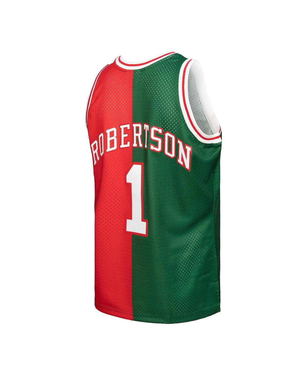 Men's Mitchell & Ness Oscar Robertson Red Milwaukee Bucks Hardwood Classics 1971-72 Split Swingman Jersey - Red