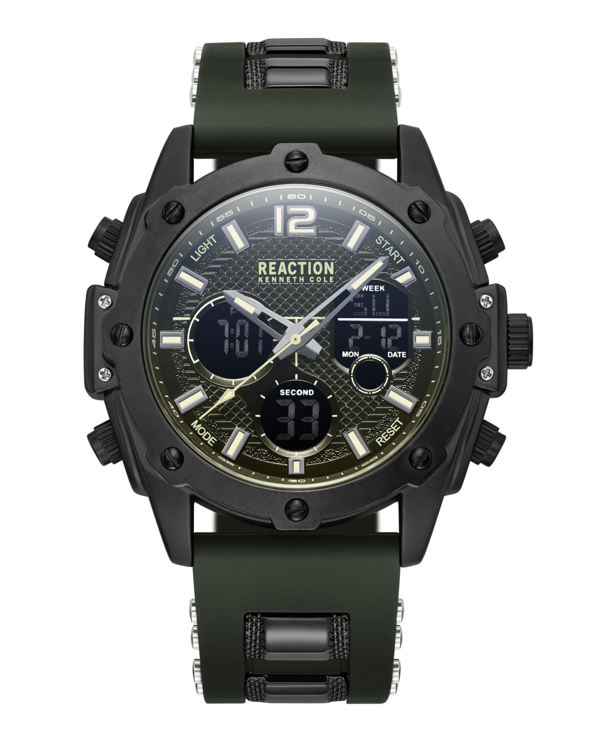 Men's Ana-digi Green Silicon Strap Watch, 43.5mm - Green