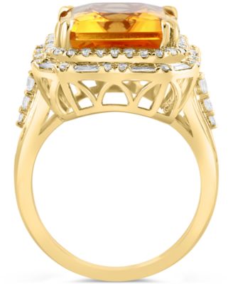 EFFY&reg; Limited Edition Citrine (11-1/2 ct. t.w.) & Diamond (1-1/3 ct. t.w.) Halo Ring in 14k Gold