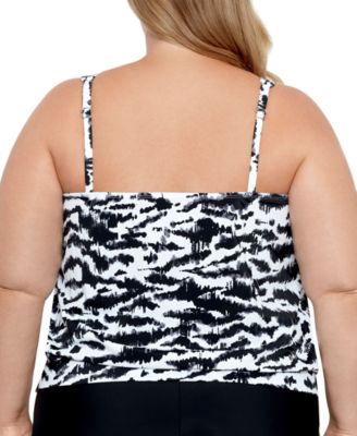 Plus Size Shirred Neck Blouson Underwire Tankini, Created For Macy's