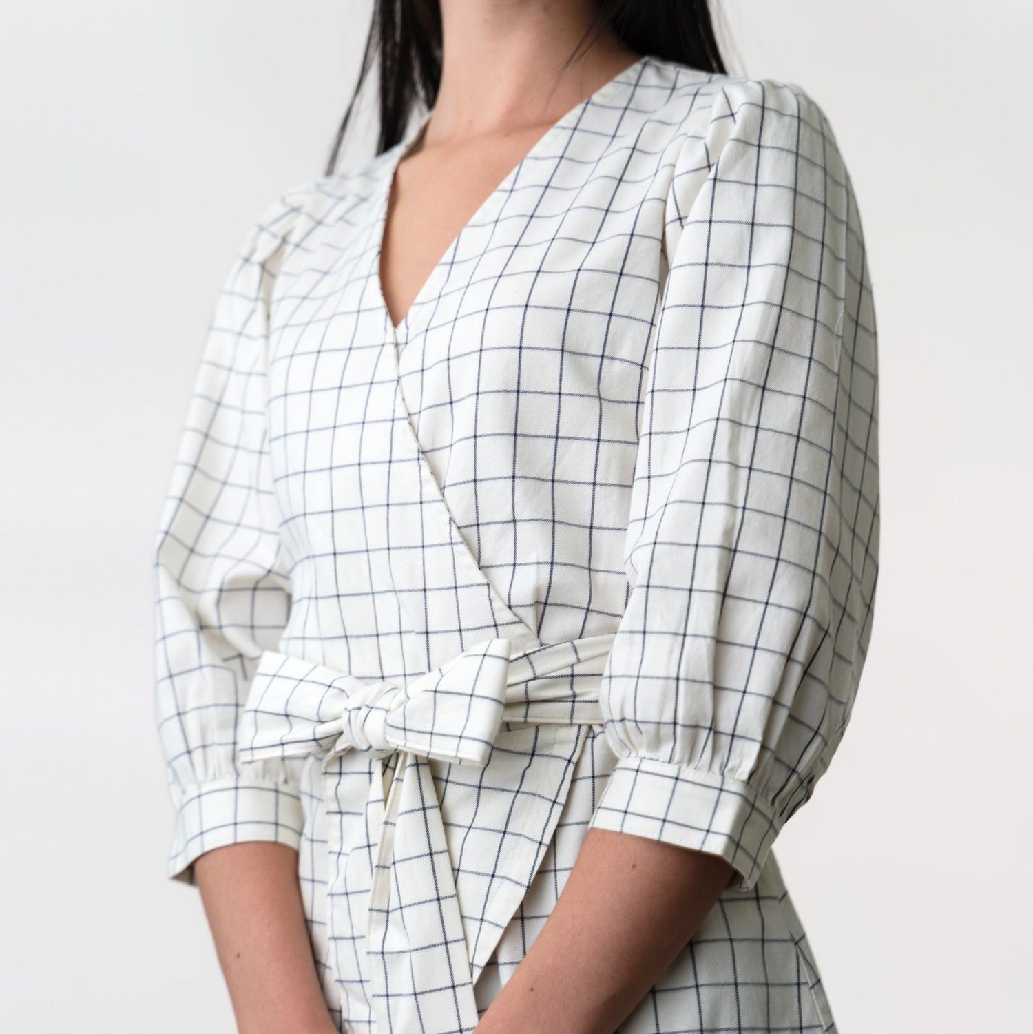 Women's Hope and Henry Puff Sleeve Wrap Top