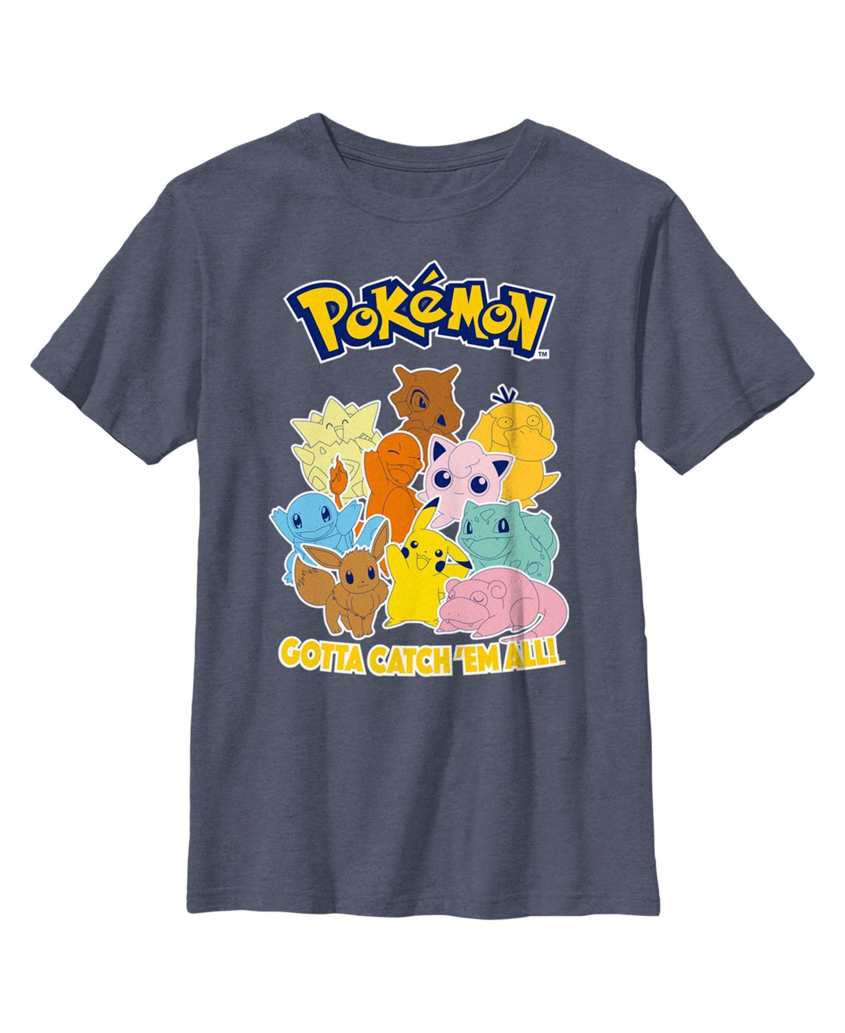 Nintendo Boy's Pokemon Gotta Catch 'em All Group Child T-shirt In Navy Blue Heather