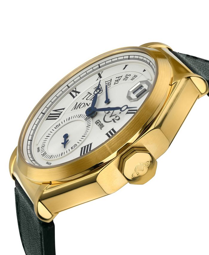 GV2 by Gevril Men's Marchese Swiss Quartz Green Genuine Italian Leather