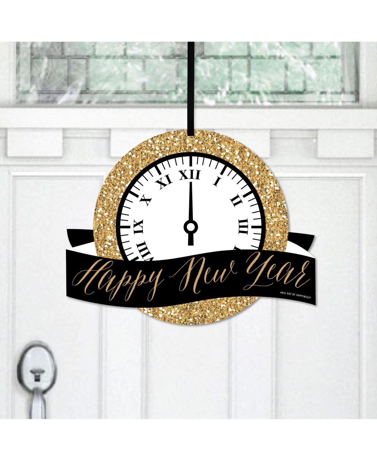 New Years Eve - Gold - Hanging Porch Outdoor Front Door Decor - 1 Pc Sign