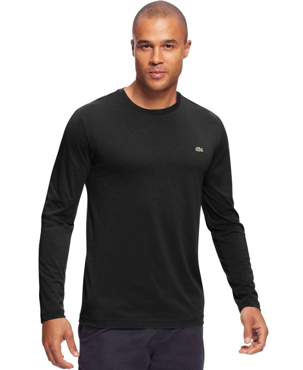 Lacoste Men's  Long Sleeve Crew Neck Jersey T-shirt In Black
