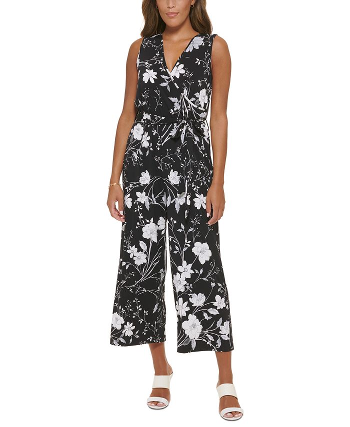 Calvin Klein Women's Floral-Print Sleeveless Cropped Jumpsuit & Reviews -  Pants & Capris - Women - Macy's