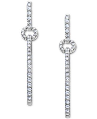Diamond Elongated Loop In & Out Drop Earrings (2 ct. t.w.) in 14k White Gold