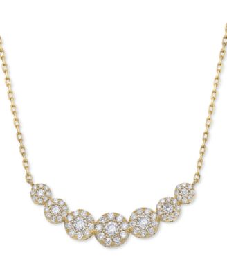 Diamond Multi Halo Collar Necklace 34 ct tw 16 2 extender - Yellow Gold 3889$