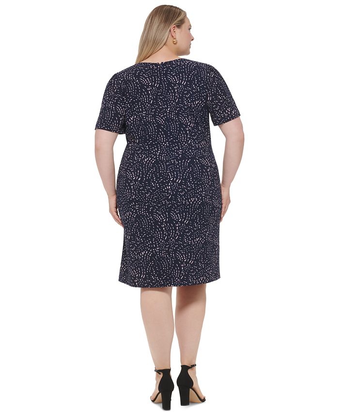 DKNY Plus Size Printed Ruched Faux-Wrap Dress - Macy's