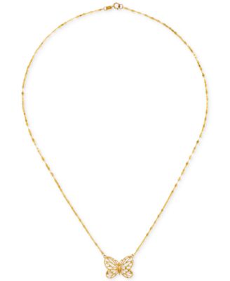 Butterfly Openwork 18" Pendant Necklace in 10k Gold
