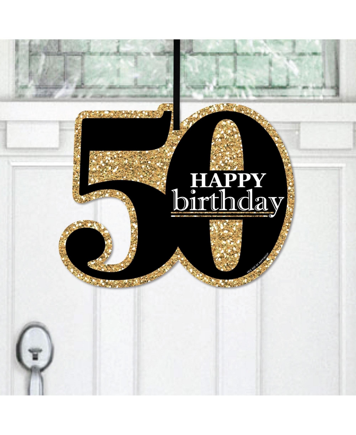 Adult 50th Birthday - Gold - Hanging Porch Outdoor Front Door Decor - 1 Pc Sign